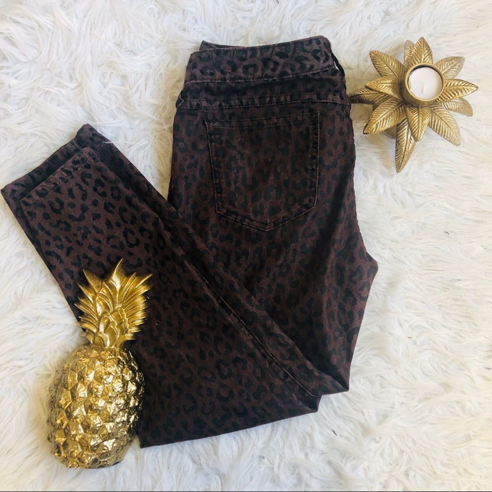 Free People Leopard Print Denim